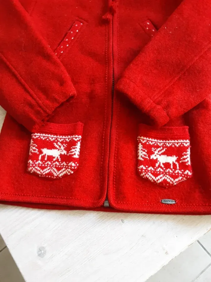 Manteau laine vierges rouge renne T. 4 ans - photo numéro 4