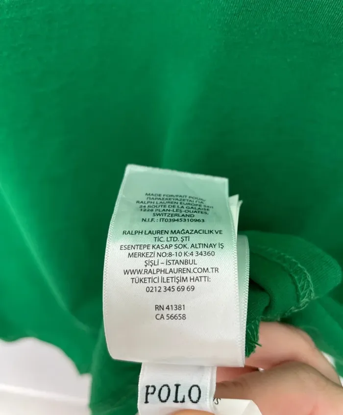 T-shirt manches longues Ralph Lauren vert logo brodé jaune homme S - photo numéro 11