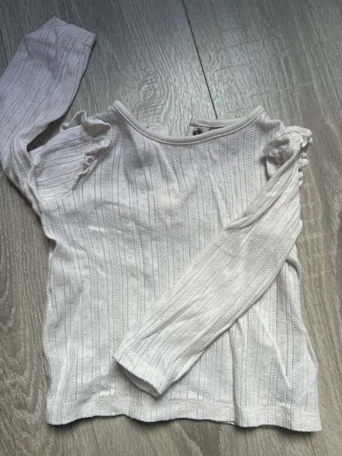 2 T-shirt manche longue côtelés 9-12 mois bébé fille - photo numéro 5