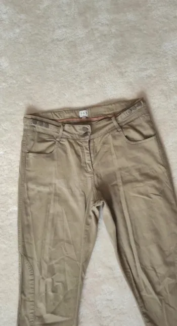 Pantalon chino 123 Un Deux Trois Paris beige coton élasthanne