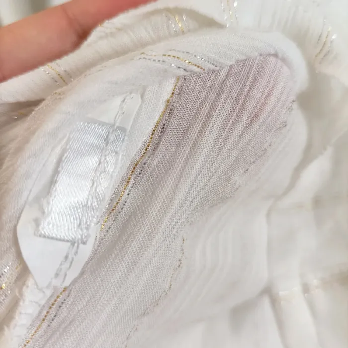 Chemise courte Promod blanche à rayures texturées effet satiné manches courtes A1381 - photo numéro 5