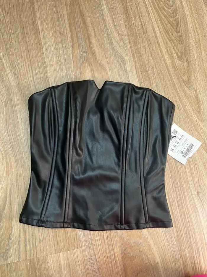 corset noir simili cuir - photo numéro 5