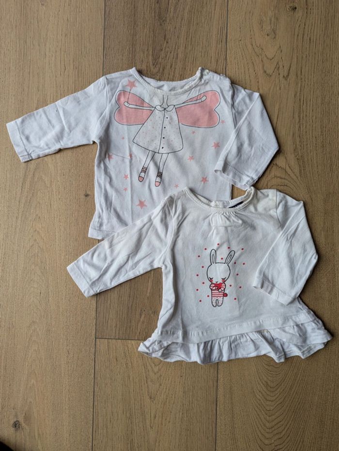 Lot 2 t-shirt manches longues 3 mois