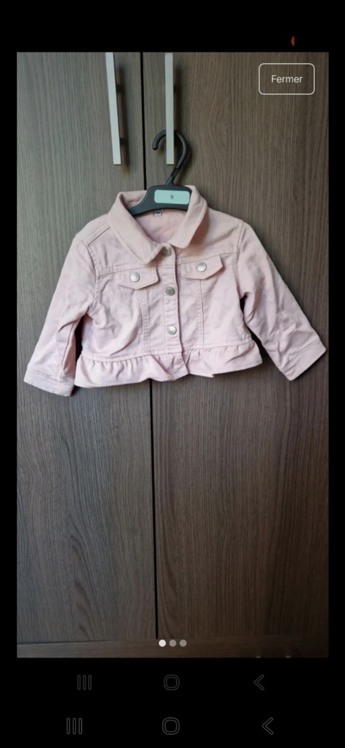 Veste en jean fille rose 12m