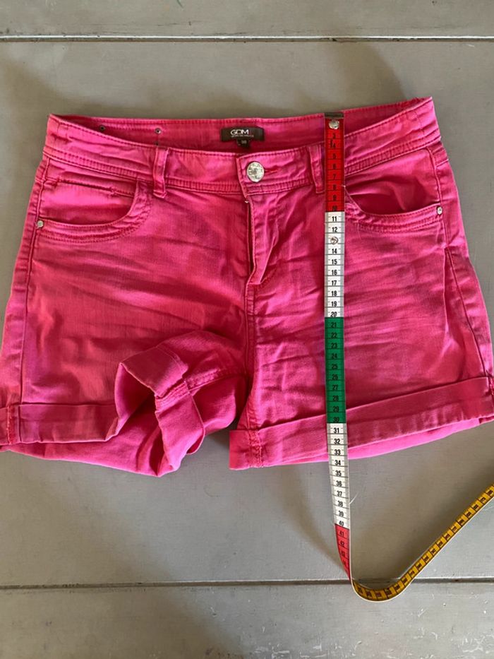short en jeans GDM fuschsia taille 38 - photo numéro 7