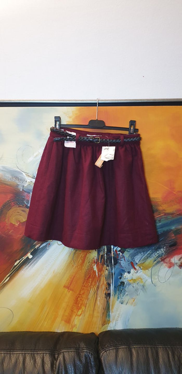 Jupe evasée taille 12 ans réglables , cognac - photo numéro 2