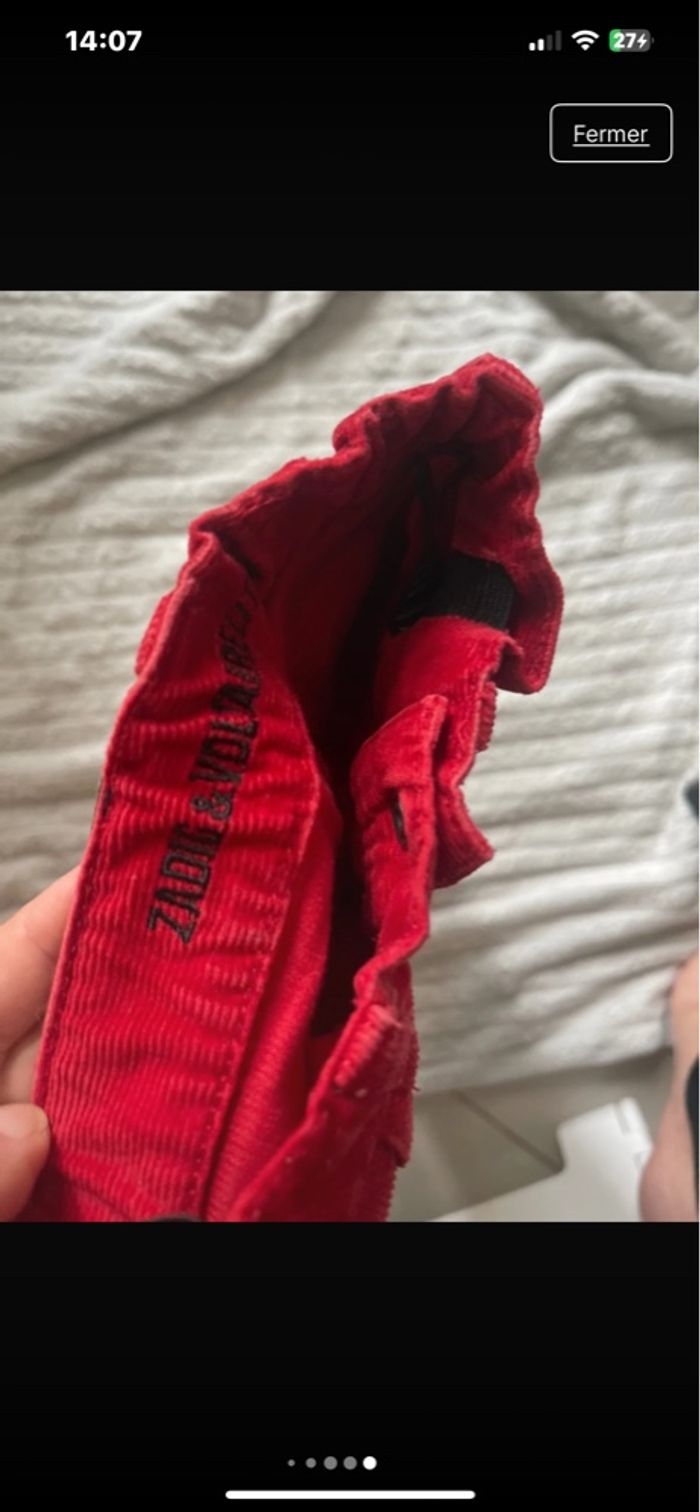 Jean bebe  zadig&voltaire velours rouge - photo numéro 5