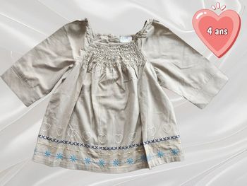 Haut / chemise manches 3/4 beige fille 4 ans