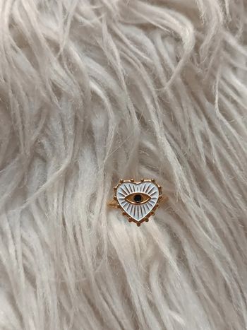 Bague blanche et dorée en acier inoxydable réglable en forme de coeur Easyclothes Neuf