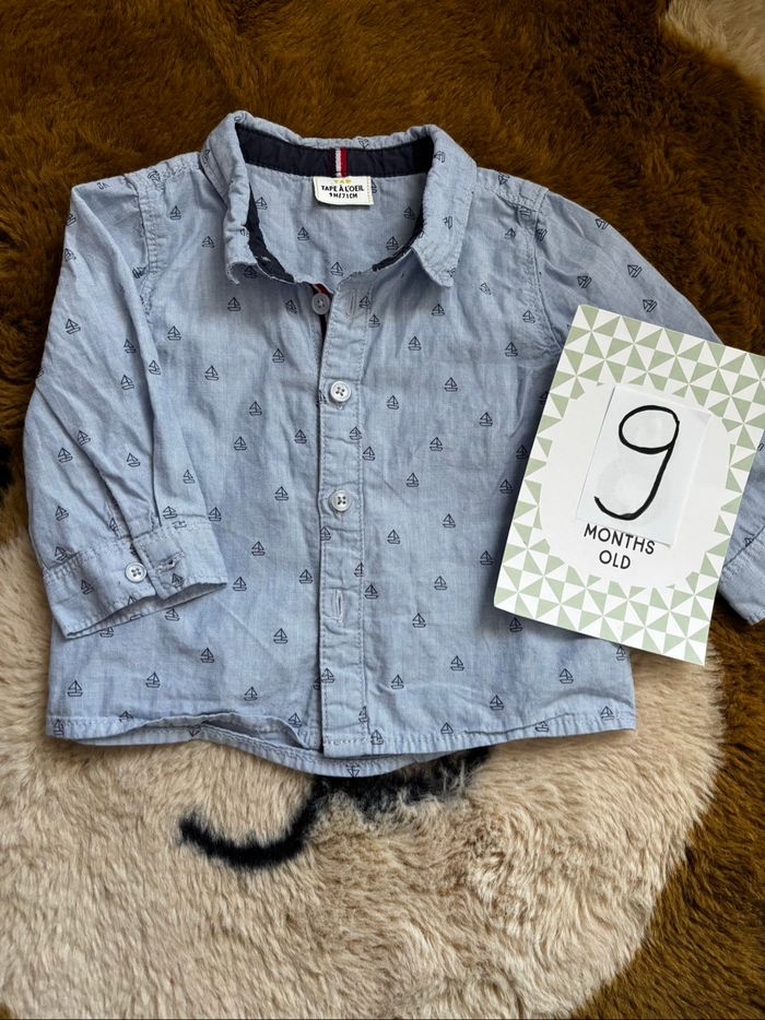 Chemise bleu bateaux Tape À L’Oeil t.9m