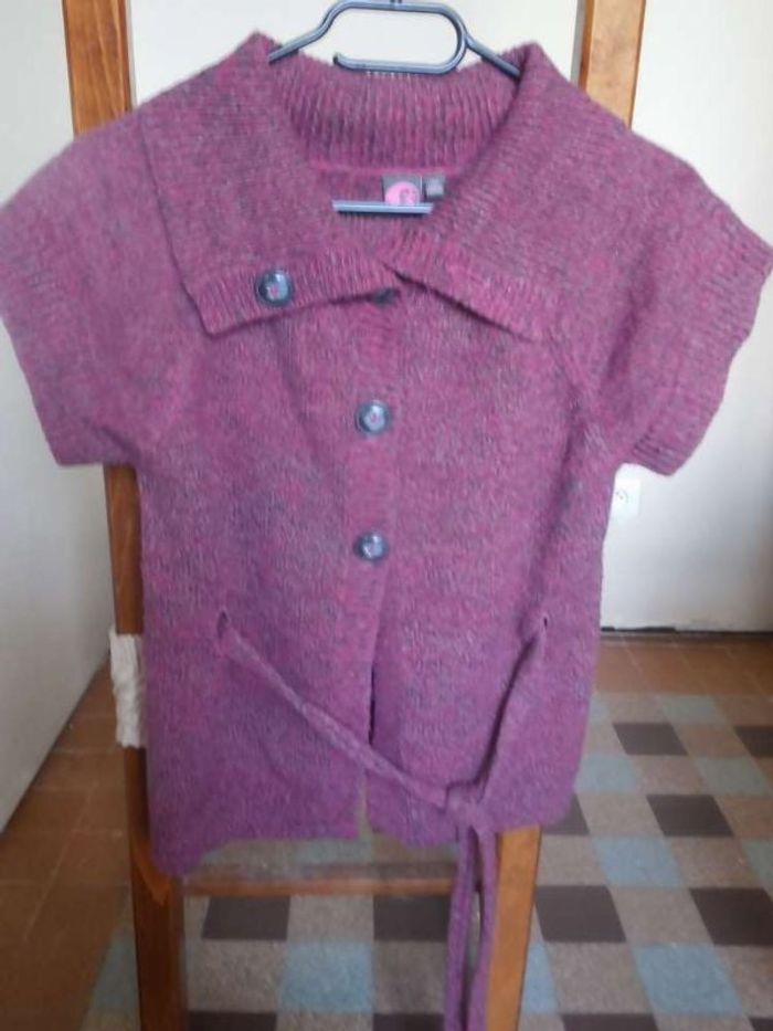 Gilet bordeaux chiné, marque Kiabi, taille 12 ans