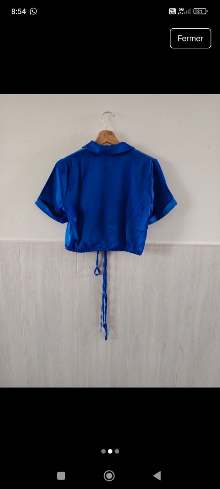 Chemisette bleu satin - photo numéro 2