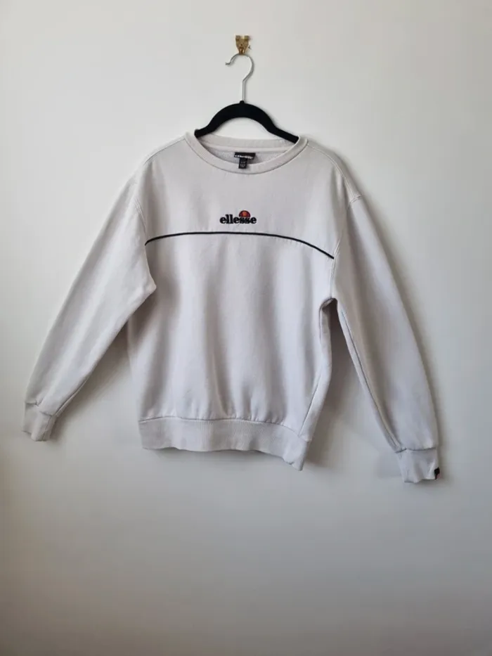 Sweat hoddies blanc Ellesse en coton vintage Année '90 - photo numéro 3