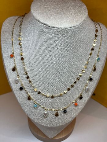 Collier de perles géométrique en acier inoxydable