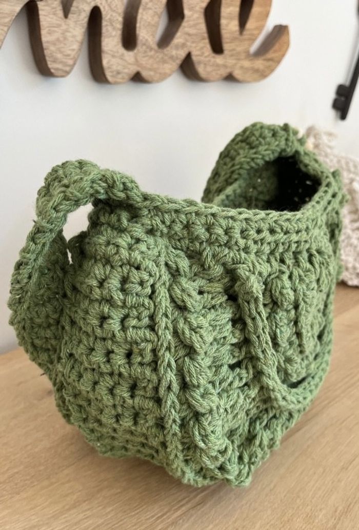 sac bohème au crochet fait main vert - photo numéro 3