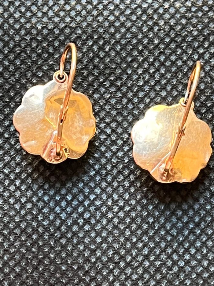 Belle paire de boucles d’oreilles «dormeuses » en or 18 carats avec pierre noire femme TBE - photo numéro 3