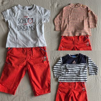 Lot 3 Hauts et 1 Pantalon Bébé 12 mois Coton Très bon état