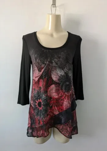 Blouse noire manches 3/4 - Desigual - taille S