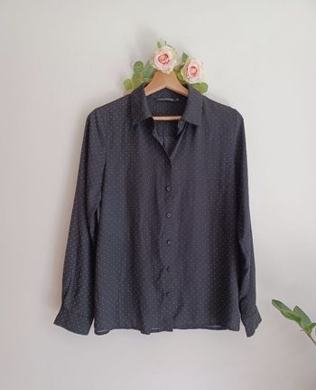 Chemisier fluide noir à poids blanc Monoprix Taille 36/38