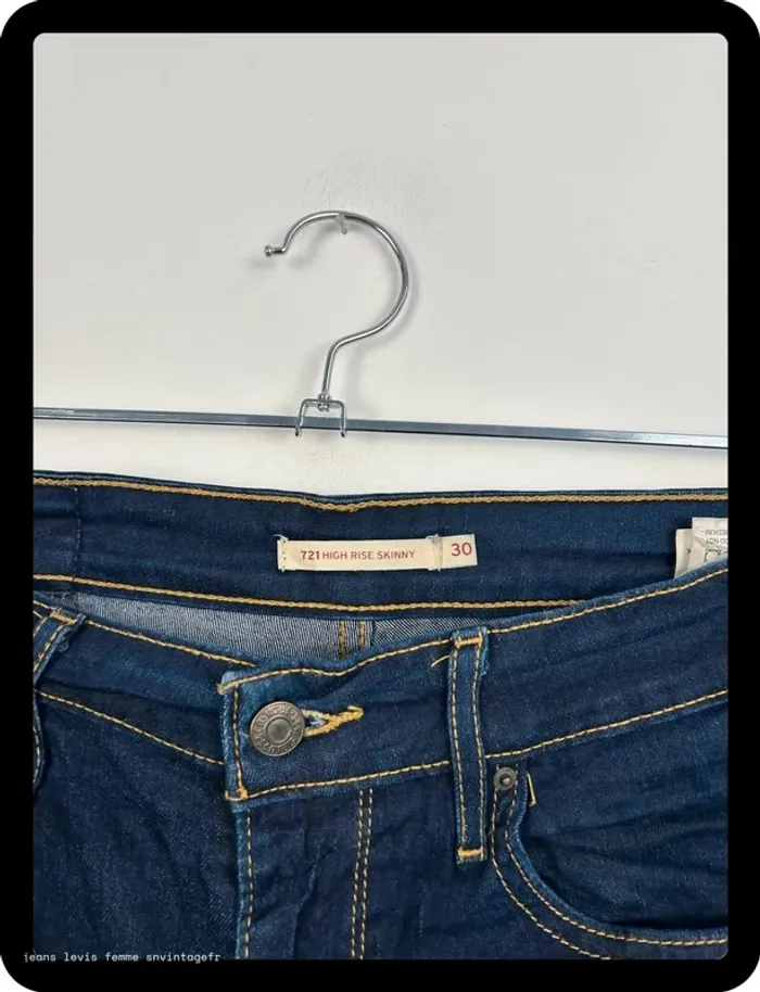 Jean Levi's Femme Marine | 721 High Rise Skinny | Taille W30 L30 FR40 | Très Bon État | BP62 - photo numéro 3