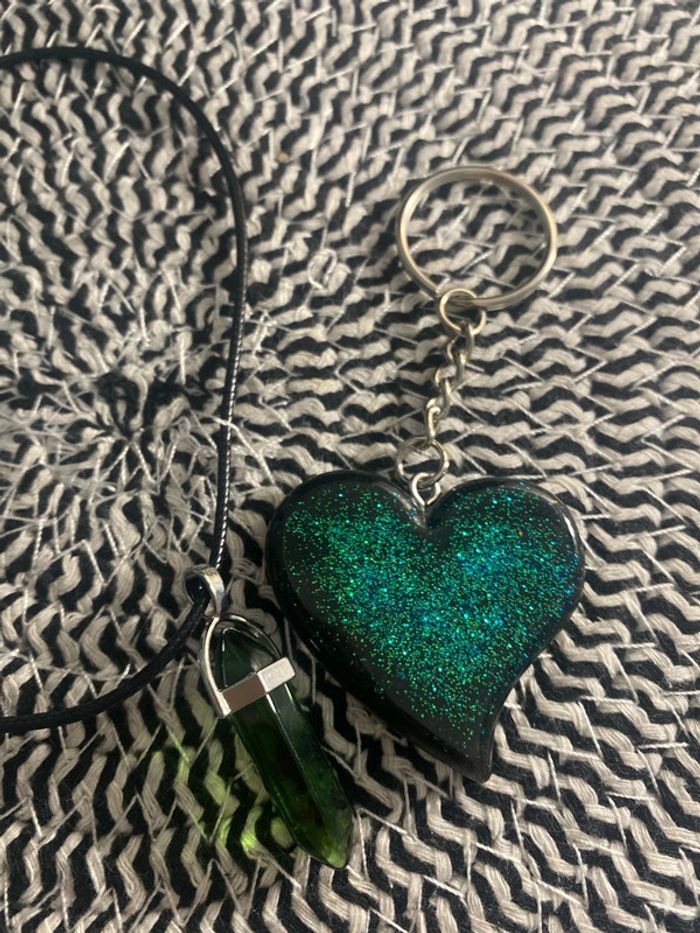 Pendentif pierre chakra +porte clefs