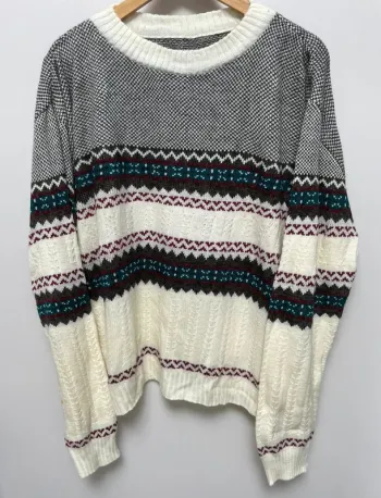 Vintage Knitted pullover "pull papy" crewneck with pattern Mens XXL