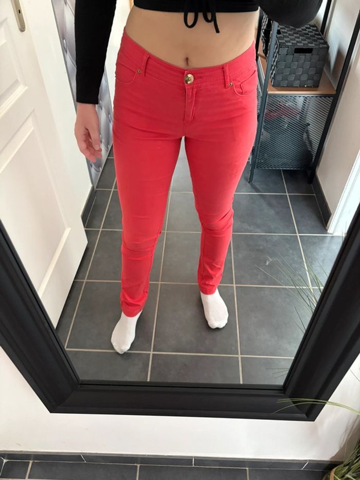 Ensemble (blouse Cache Cache + pantalon taille basse K Woman) taille M très bon état - photo numéro 8