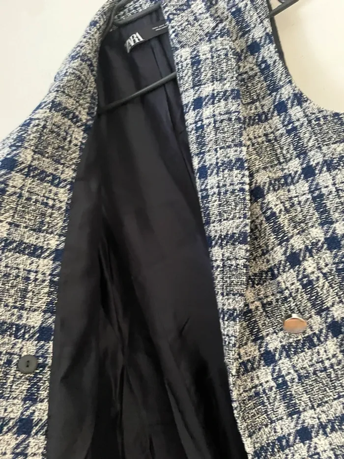 Zara veste blazer texturé /robe tailleur sans manches en tweed taille S - photo numéro 17