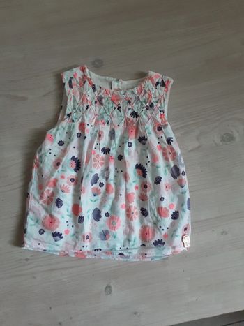 Chemise sans manches fleurs coton T. 3 ans