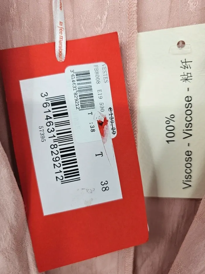 Veste blazer La Fée Maraboutée – Taille 38 – Coloris rose poudré - défaut tâche - photo numéro 7