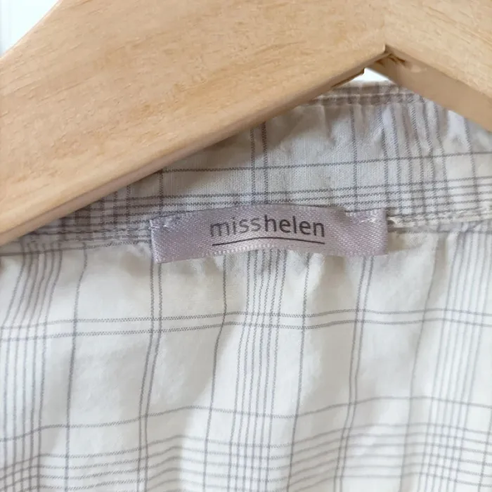 Pyjama 2 pièces Miss Helen à carreaux beige 100 % coton – taille 42-44, coupe loose A1062 - photo numéro 7
