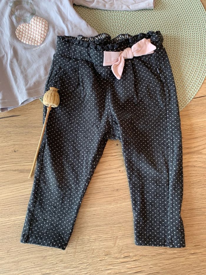 Ensemble 3 pièces fille pentalon et 2 sous pull - 12 mois - obaibi - photo numéro 2