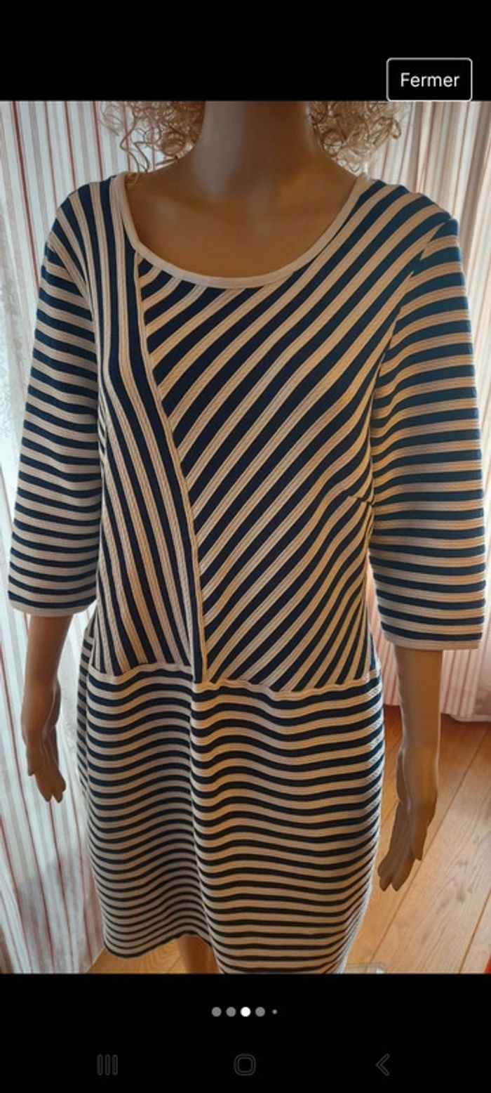 Robe manches 3/4 Lerros t XL bleu et blanc - photo numéro 3