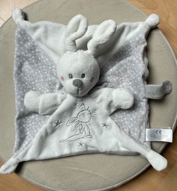Doudou attache tétine Lapin Plat Carré Neuf