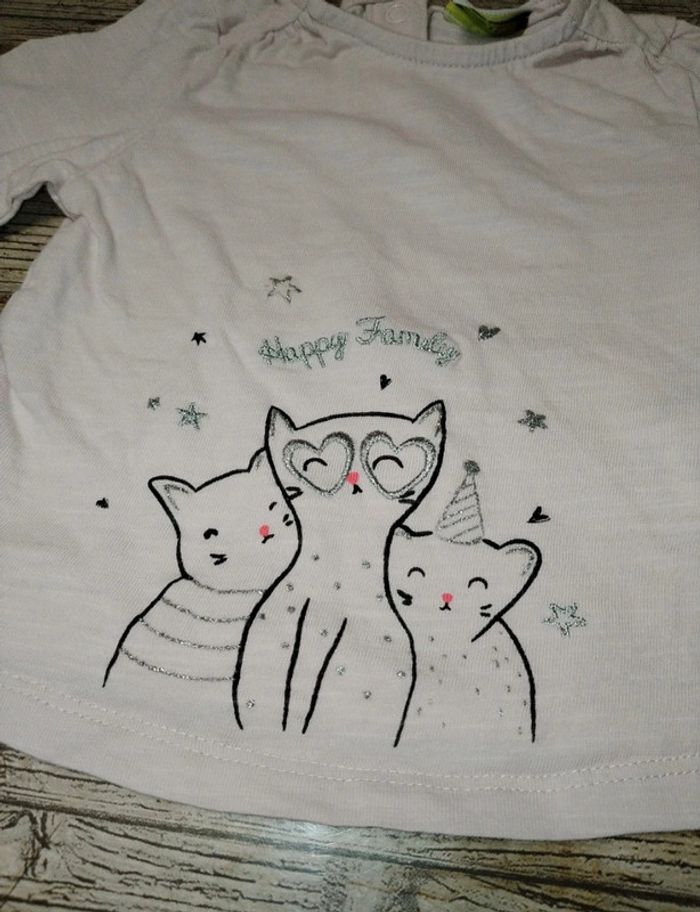 Joli t-shirt manches longues chatons fille 3 mois TAO - photo numéro 2