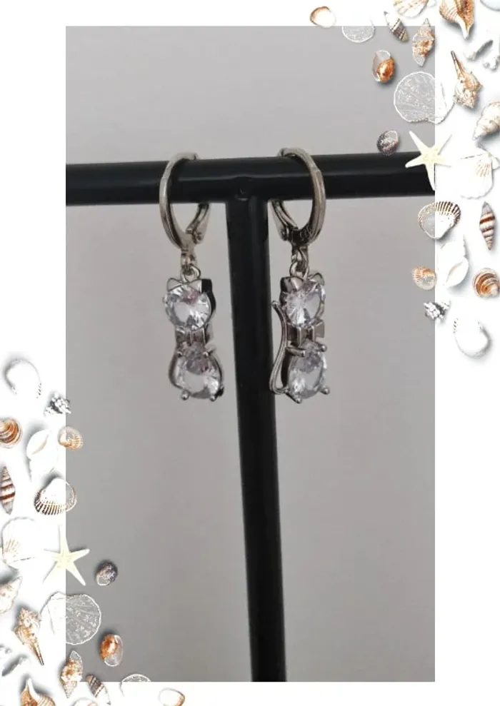 Boucles d'oreilles pendantes chat
