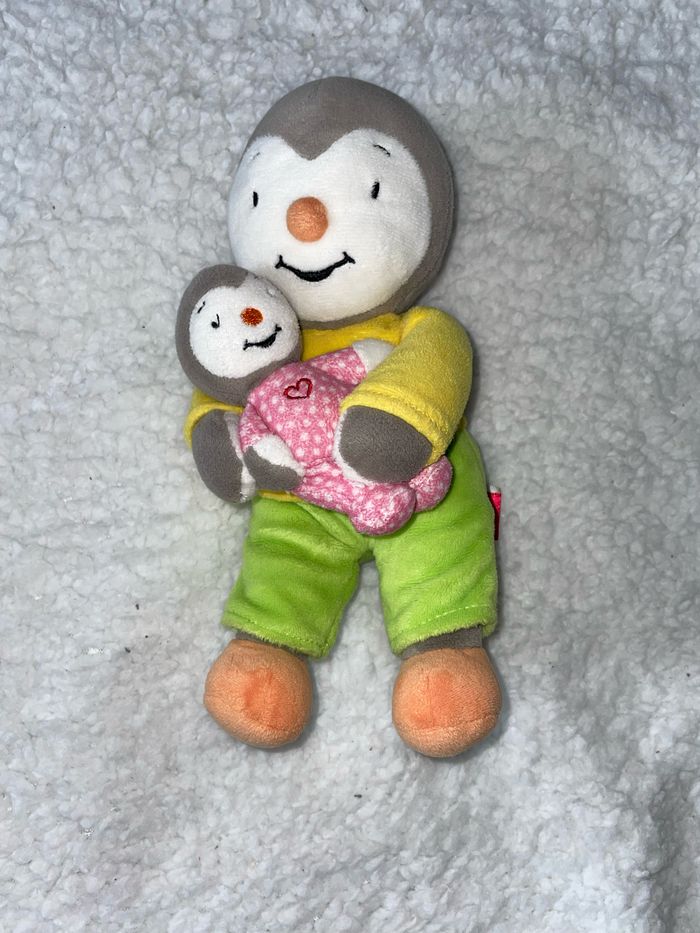 Doudou peluche T’choupi jaune vert et sa soeur Fanny rose 2015 Nicotoy