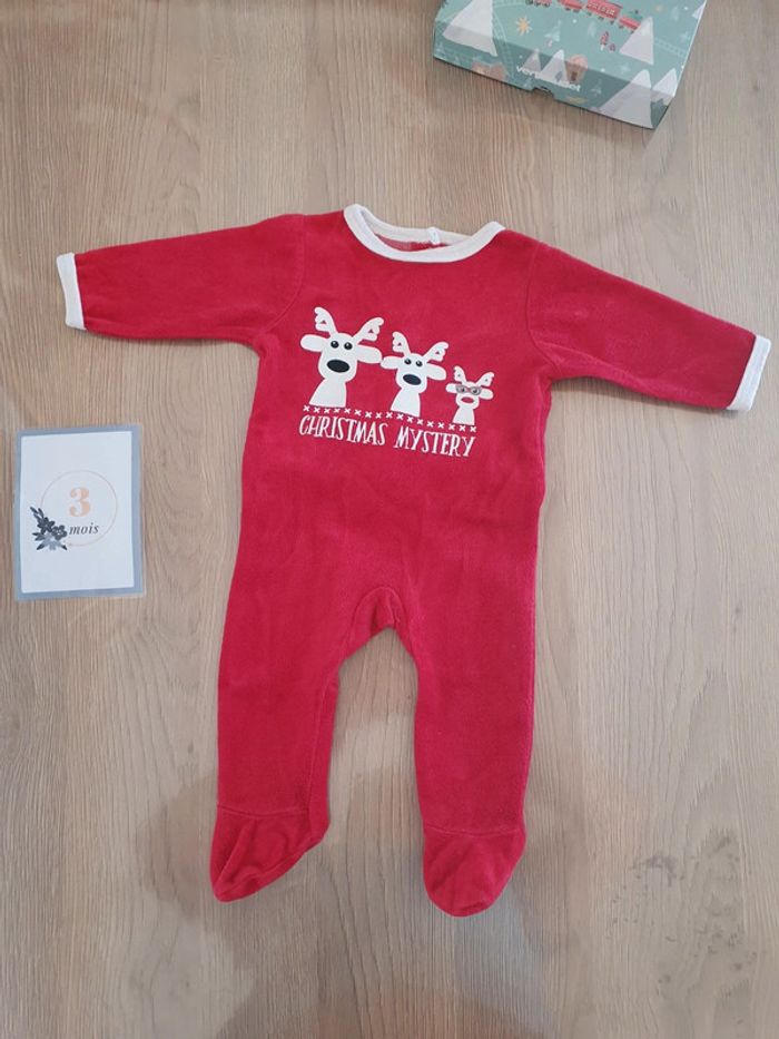 Pyjama Rennes Noël 3 mois Rouge - Vertbaudet - photo numéro 2
