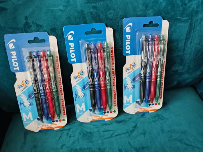 Lot de 3 kit de Roller effaçable frixion stylos rechargeable neuf noir bleu vert rouge