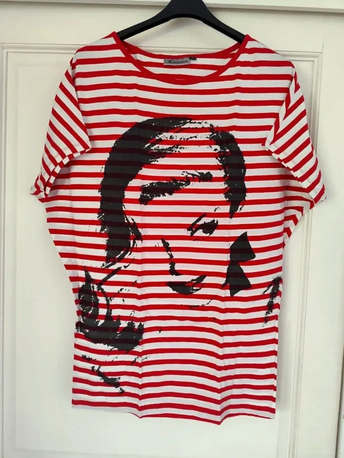 Tunique t-shirt rayé visage grand 36 = 38/40