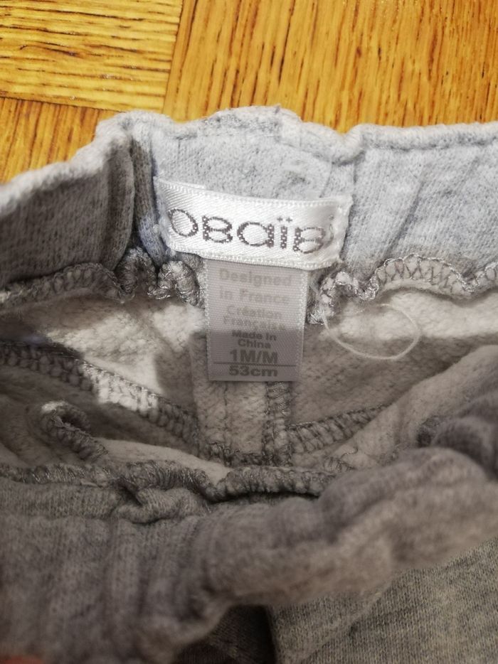 Pantalon molletonné gris garçon obaïbi 1 mois - photo numéro 2