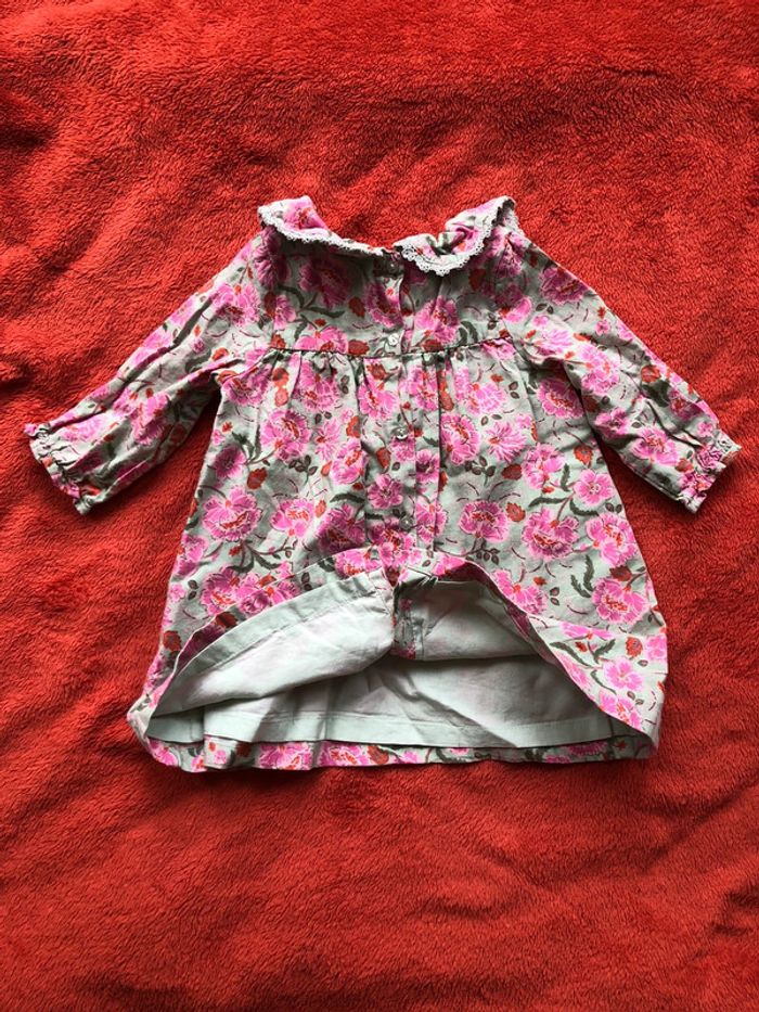 Robe manches longues à fleurs - 12 mois - photo numéro 3