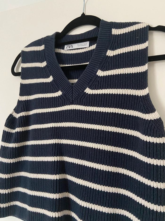 Pull sans manche marinière col V - photo numéro 3