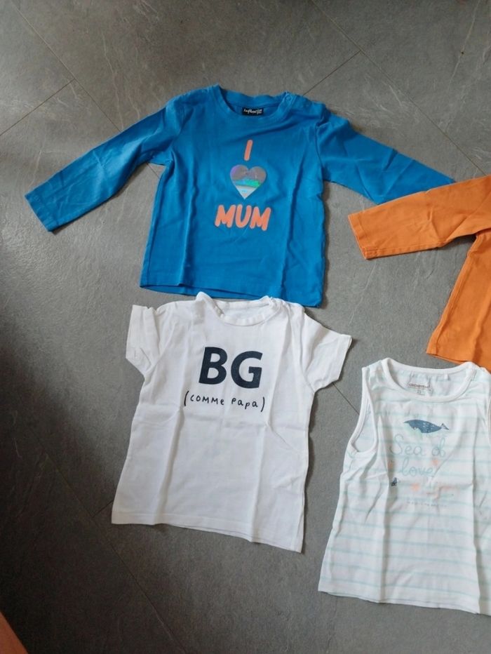 Lot de 4 tee-shirts ( 2 orchestra taille 23 mois , 1 kimbaloo taille 24 mois et 1 influx taille 24 mois)
Attention sur le orange petite tache dans le dos voir photo - photo numéro 3