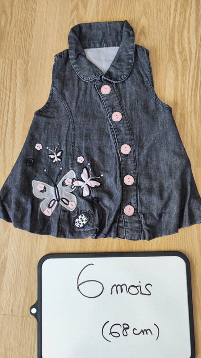 robe jean + legging rose clair taille 6 mois - photo numéro 2