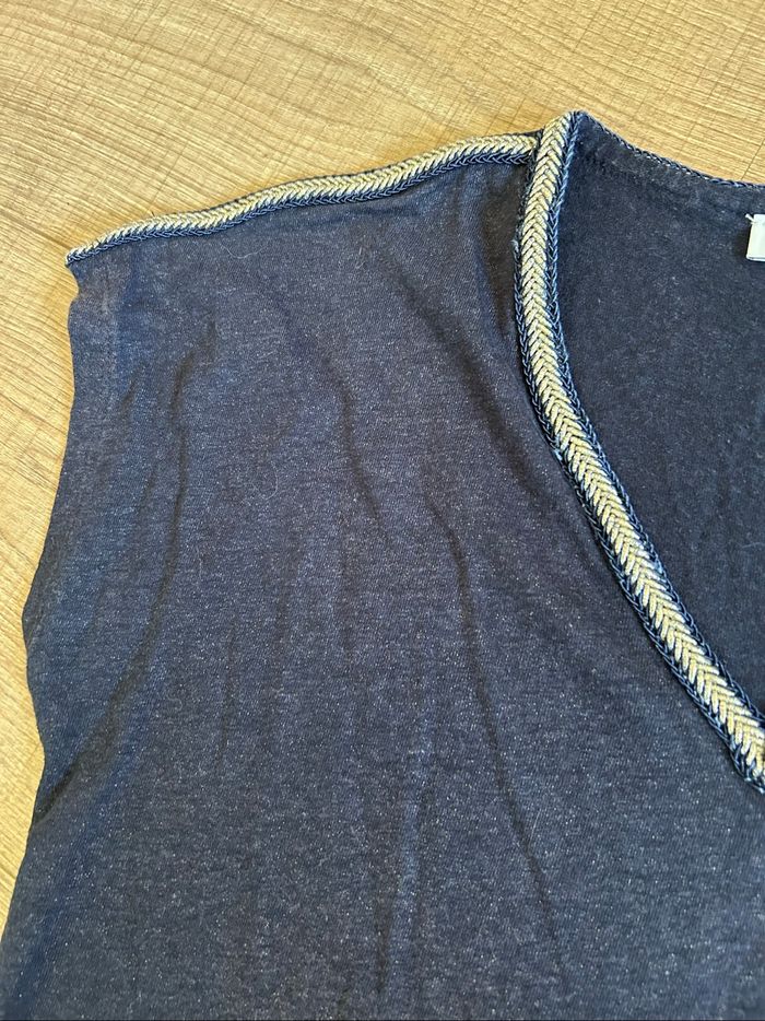 Blouse bleue marine à manches courtes Morgan taille M TBE - photo numéro 9