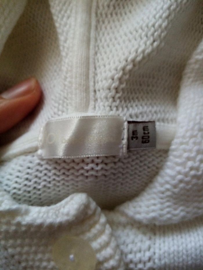 Gilet blanc 3mois Moi bébé Clayeux - photo numéro 2