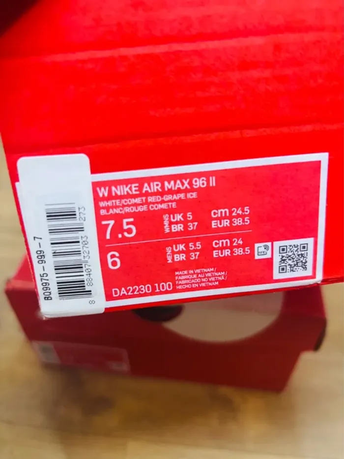 Nike Air Max 96 II Cherry White Comet Red-Grape Ice Taille 38.5 - photo numéro 7