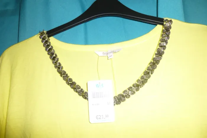 tunique jaune a frange Ms mode taille M neuf - photo numéro 2