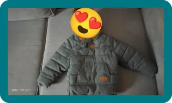 Manteau gris garçon 23 mois, Okaidi, avec capuche, très bon état